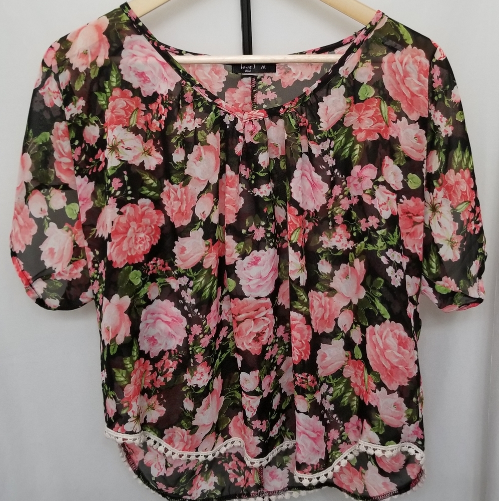 Sheer Floral Top (Medium)